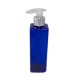 Flacon 250ml bleu + pompe liquide argentée et transparente